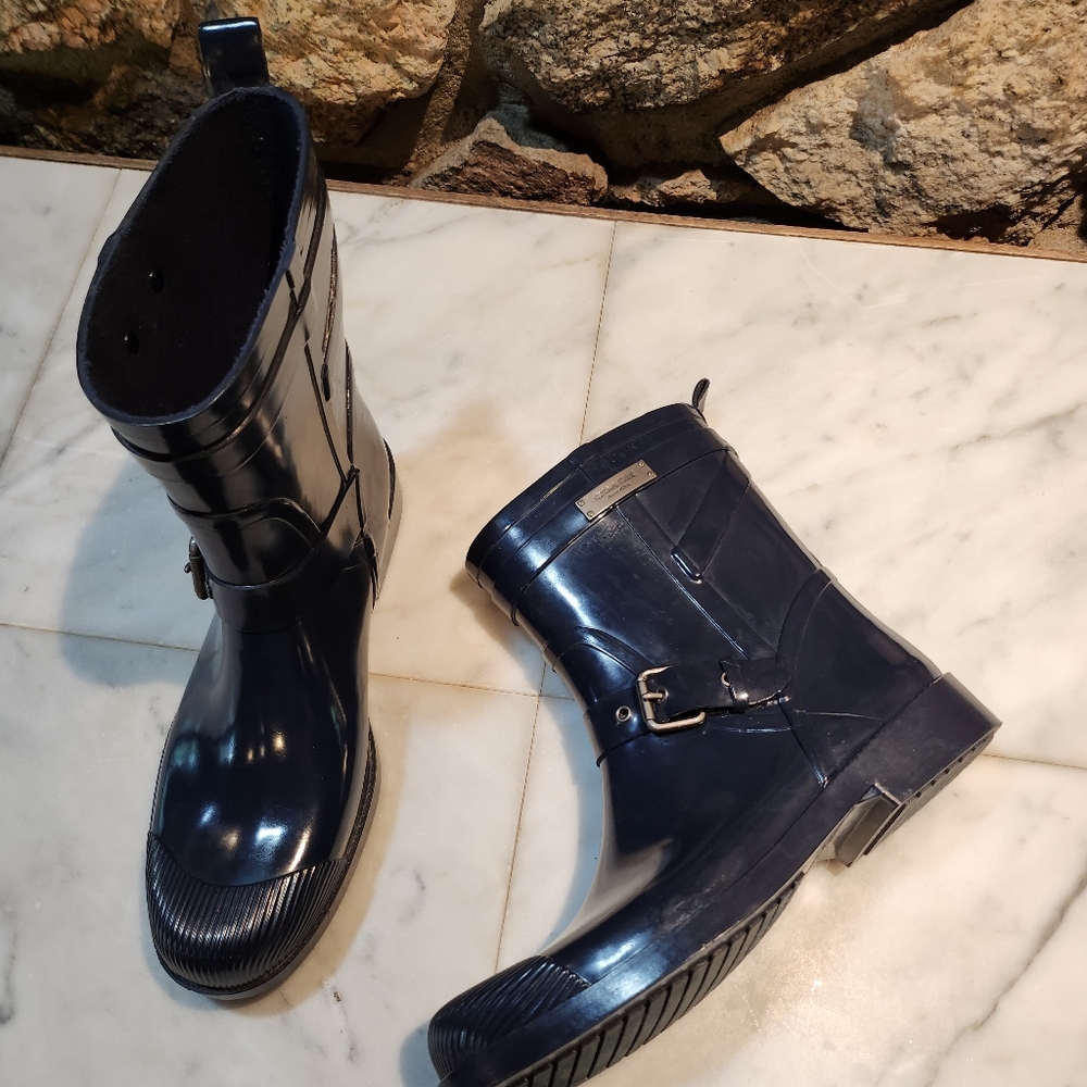 Coach Navy Short Rain Boots